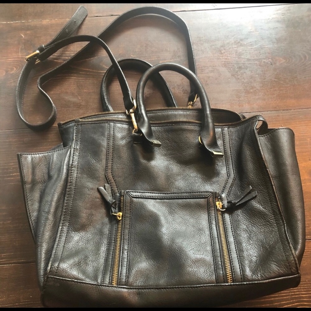 Zara Black Leather large purse crossbody
